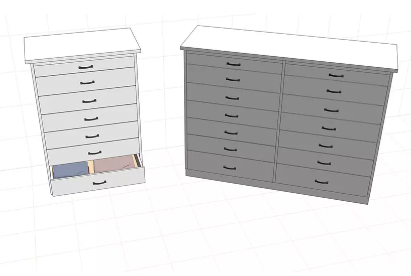 Using Pro100 software to design chest drawers